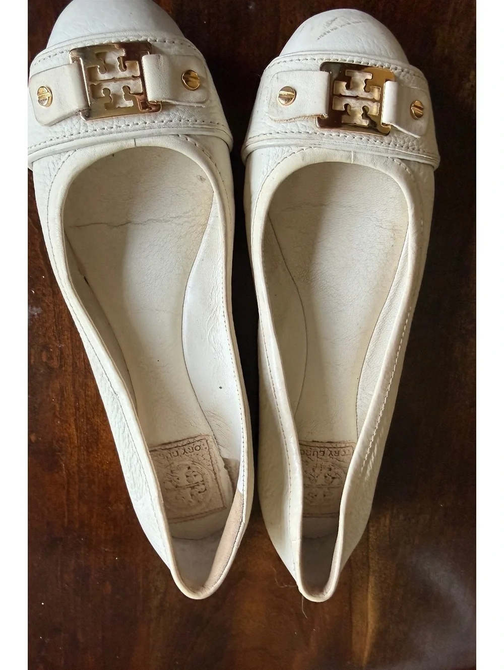 Tory Burch White Leather Ballet Flats Size 8M